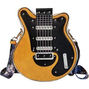 Men and Women Music Guitar Shaped PU Leather Shoulder Bag